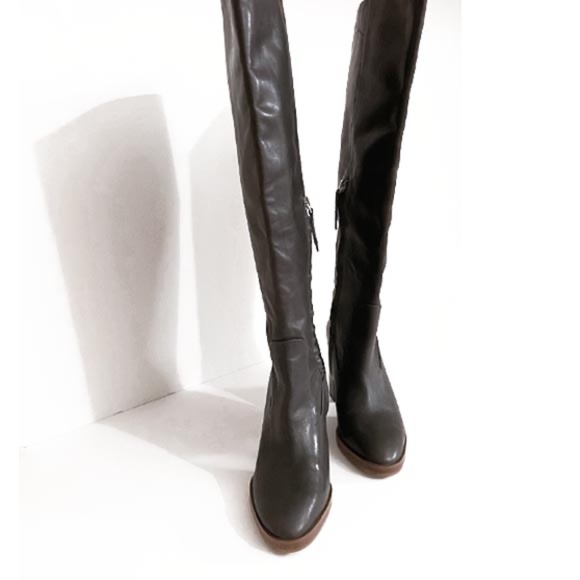 NWT ZARA LEATHER TALL HEELED BOOTS 6.5 - Picture 7 of 10